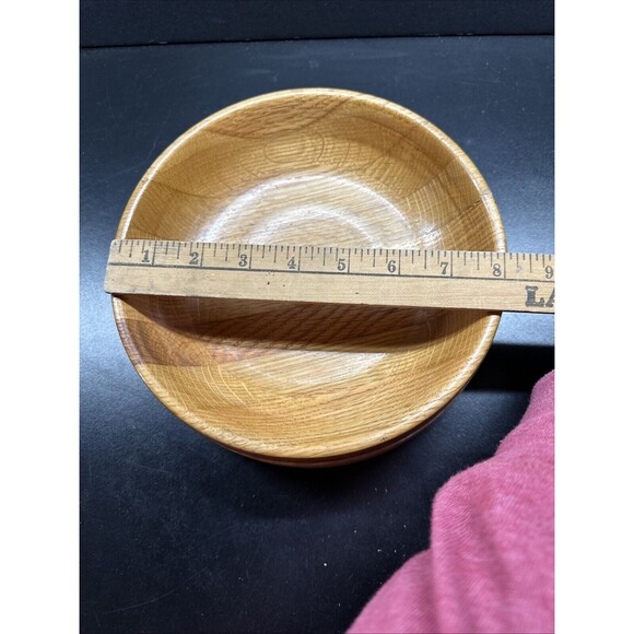 Hand Crafted Wooden Bowl Smooth Inlay Felt Bottom 8" Fruit Bowl Vintage - Picture 5 of 6